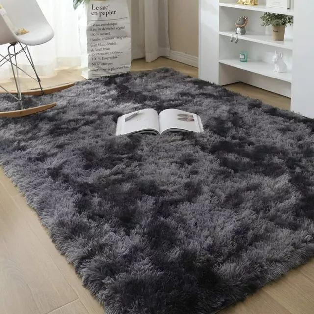 Fluffy Shaggy Rug Living Room Bedroom Anti-Slip Soft Fleece Carpet Floor Mat UK