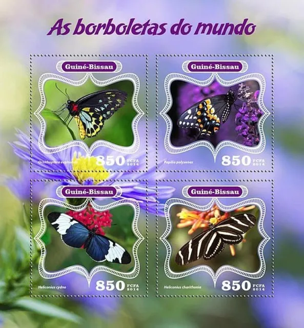 BUTTERFLIES of the World Insects MNH Stamp Sheet #551 (2014 Guinea-Bissau)