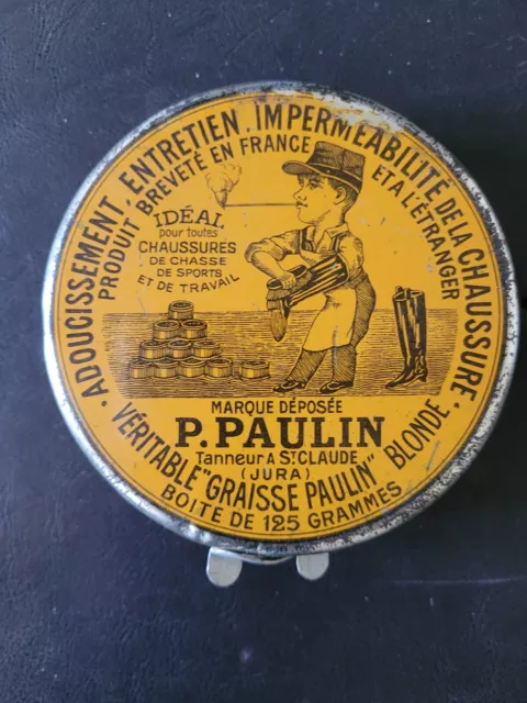 Ancienne Boîte en Tôle de graisse P Paulin Pour Chaussure Militaire Travail ww1