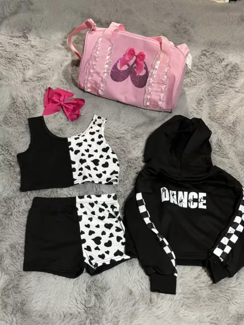 Girls Dancewear Outfit With Matching Bow And Dance Bag New Size 4-5 Y