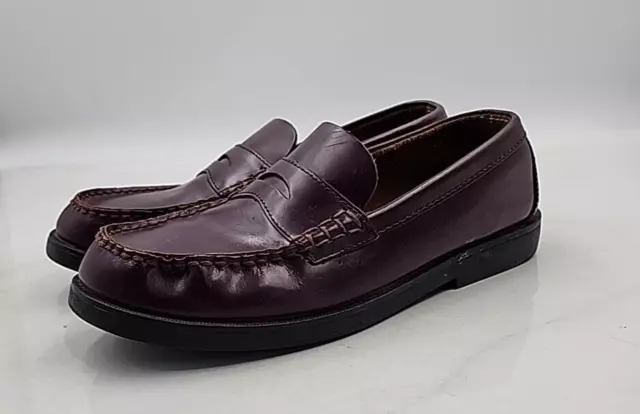 SPERRY COLTON LEATHER PENNY LOAFERS Boys SIZE: 6.5 BURGUNDY/BROWN