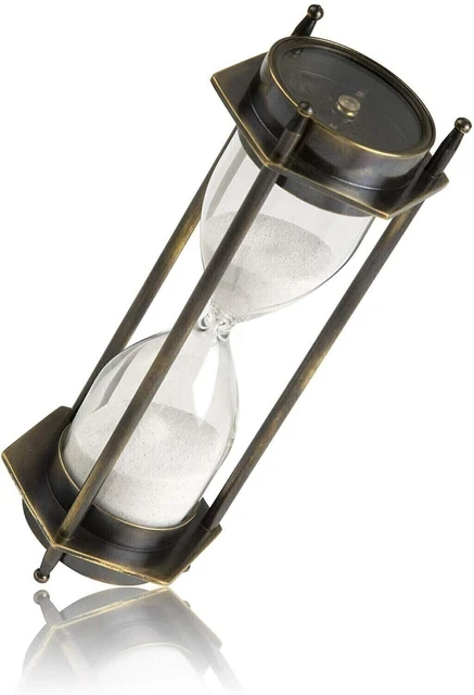 7''Sand Timer Brass Hourglass Antique Nautical Maritime Compass Decorative Glass