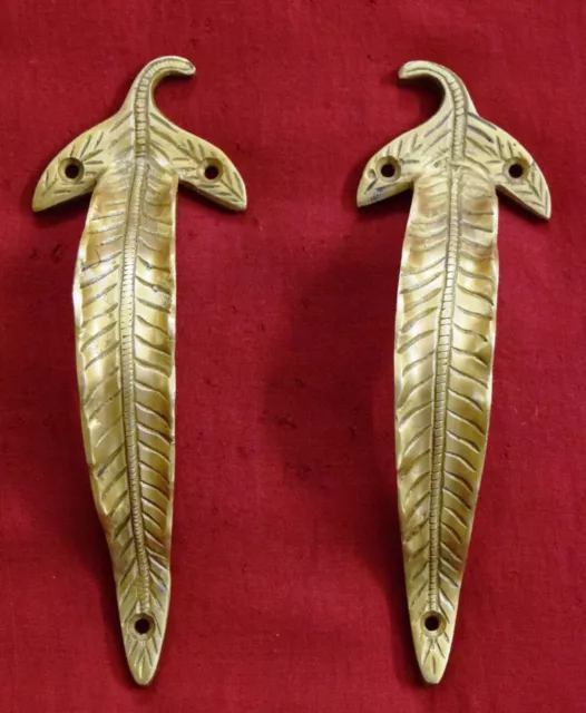 Golden Leaf Shape Brass Door Handle Hand Carved leaflet door Pull Decor VR02