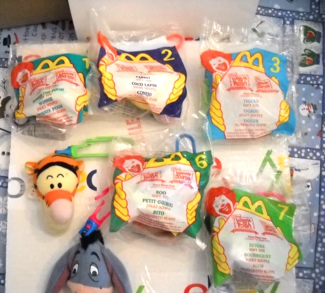 7MCDONALDS HAPPY MEAL Toys/Disney Winnie the Pooh Clipon Plush(1999