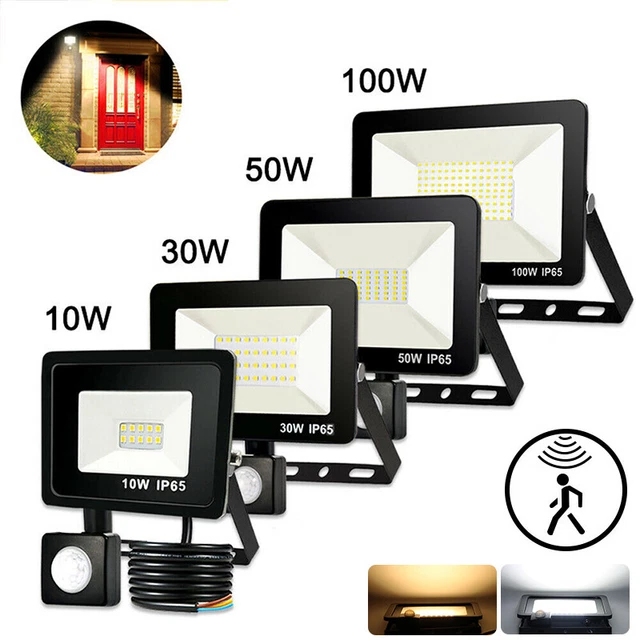 10-100W LED Fluter Scheinwerfer Außen Strahler  Lampe IP65 mit Bewegungsmelder