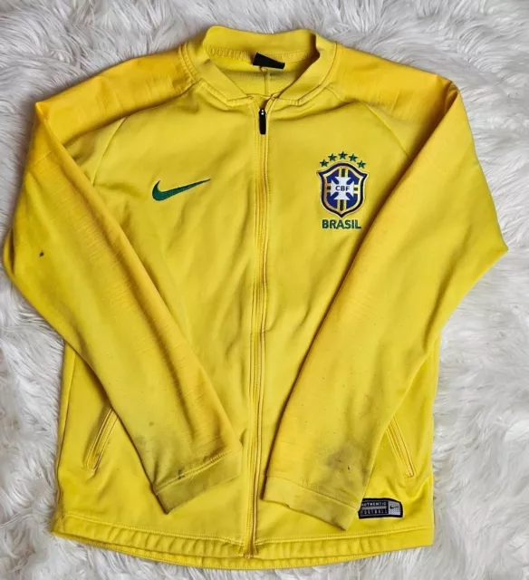 NIKE BRAZIL Mens Soccer JACKET Size M track ANTHEM YELLOW 370285-703 