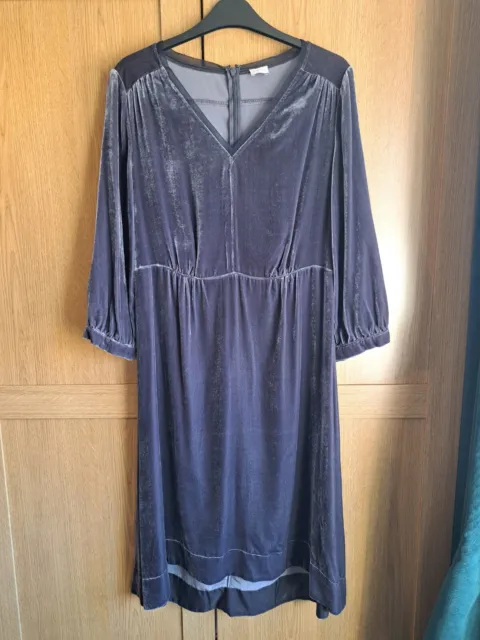 Poetry silk blend velvet dress fits size 10 grey evening party event