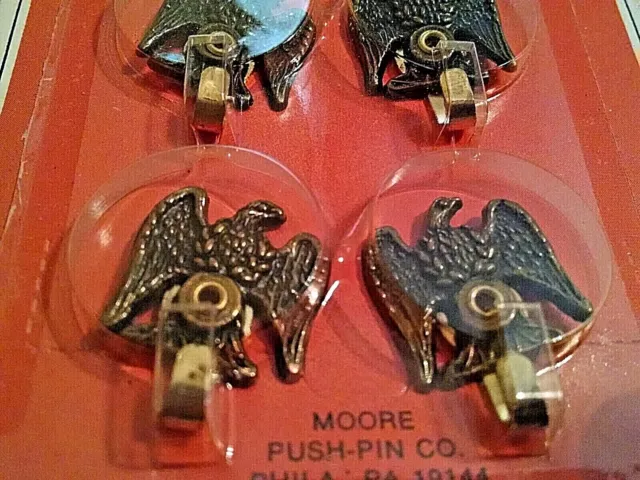 Eagle Hook Set 4 Vintage Nos Moore Metal Corp No 78 Usa Hardware Push Pin Co. 8