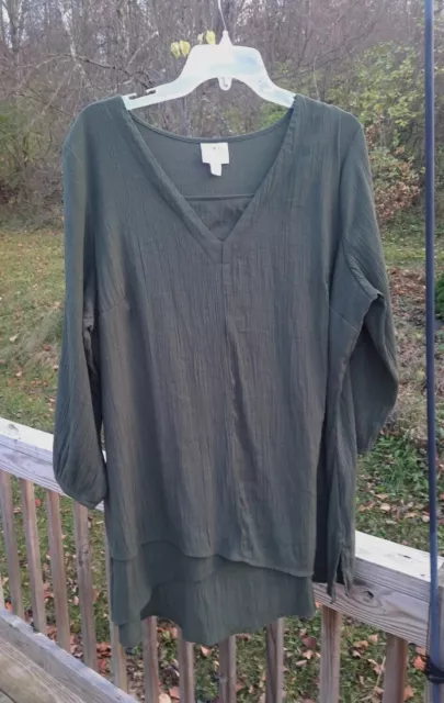 St Johns Bay 1X Womens Top Tunic BOHO Pullover Blouse