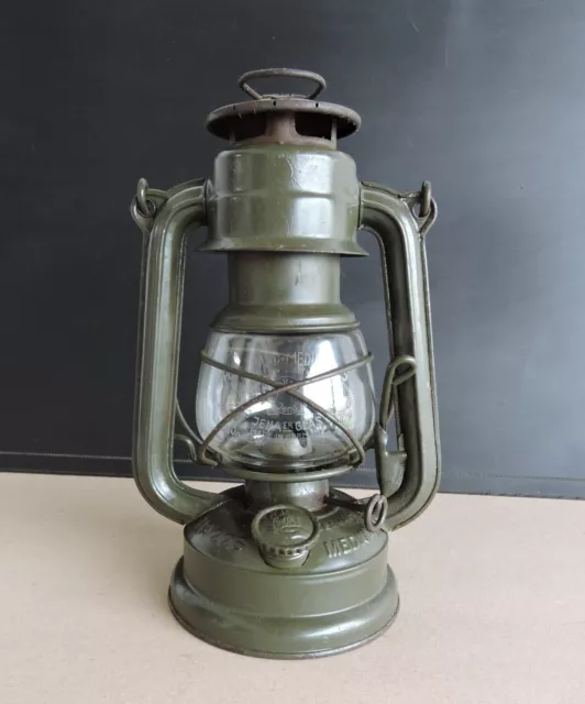 Petroleumlampe Laterne Feuerhand No. 225 Medium Wehrmacht / Schott Glas