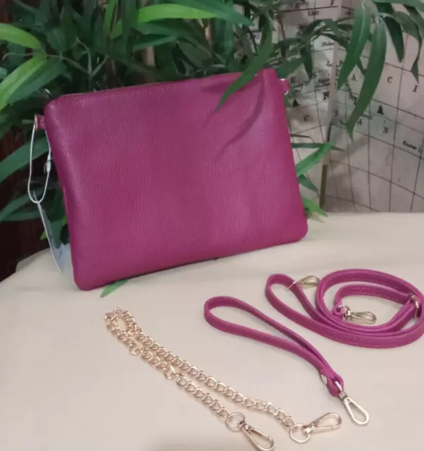 Bolso de mano burdeos para mujer y niña, PIEL REAL con bandolera