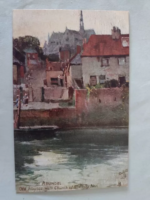 Very Nice Art Tucks Postcard,  Arundel, Old Houses With Church Of St Philip Neri