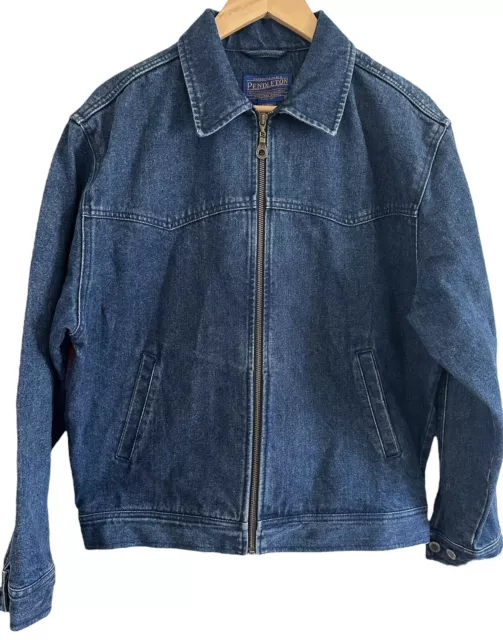 VTG Pendleton Denim Jean Jacket High Grade Western Wear Men’s Sz M Horse & Rider
