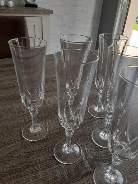 6 flûtes à champagne Cristal d'Arques Modèle AUTEUIL France 2