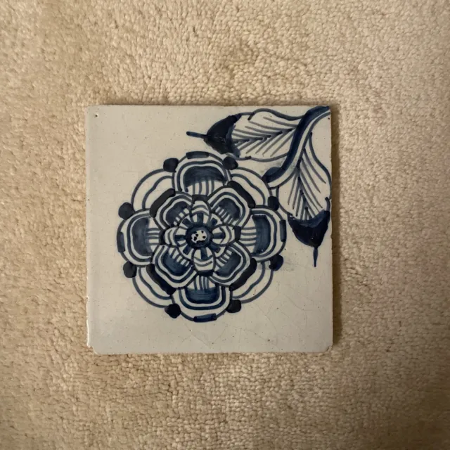 Fliese Kachel antique dutch tile tuile tegel Delft Art antik alt Blume