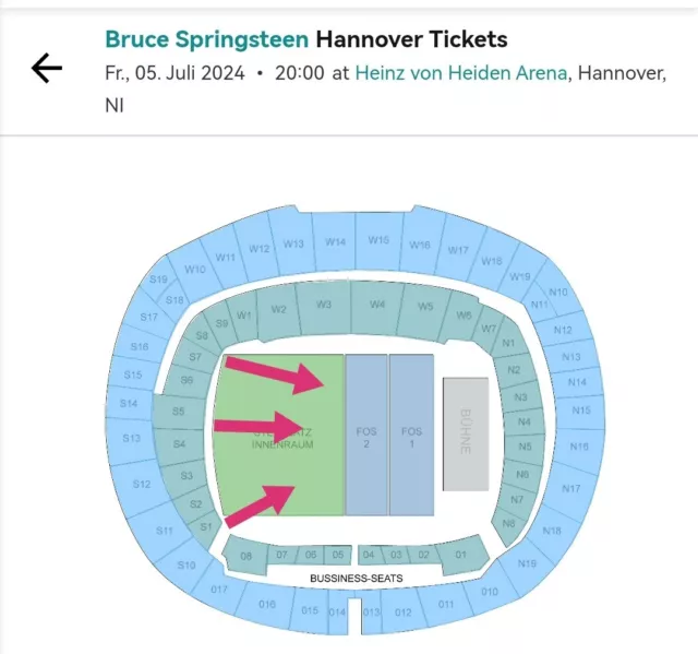 1 5 Stehplatz Tickets Innenraum BRUCE SPRINGSTEEN Hannover 05.07.2024