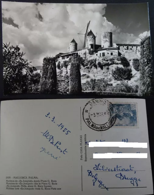 Antigua Postal 1955 Palma De Mallorca Baleares Los Molinos De Es Jonquet Cc04199