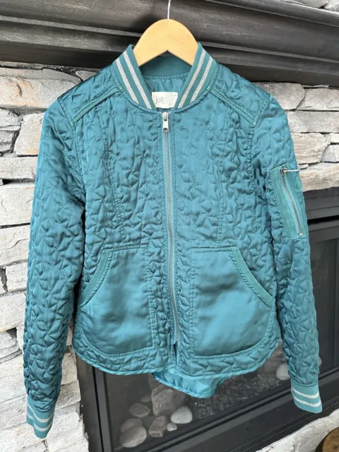 Jolt Emerald Green Star Bomber Light Jacket coat top Pocket Dolphin Hem | Size S