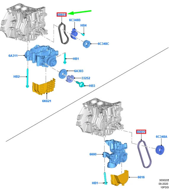 NEW FORD FOCUS Mk4 C519 Oil Pump Drive Belt 2235490 Jx6G6B651Ab