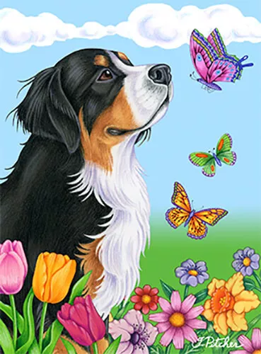 Butterfly House Flag - Bernese Mountain Dog 98051