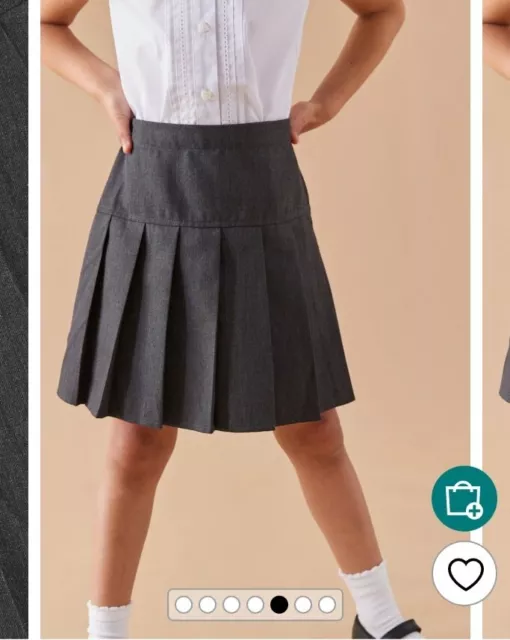 Brand New NEXT Girls Grey Pleated School Skirt Age:12 Years