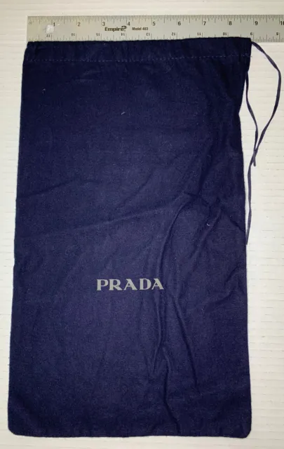PRADA Dust Cover Navy Cotton Finish Drawstring Travel Bag Approx 8.5 X 15"