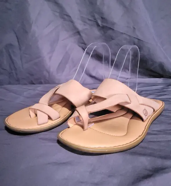 Born Veda Women's Sandal Size 8M Tan Brown Leather Thong Flip Flop Slide Casual