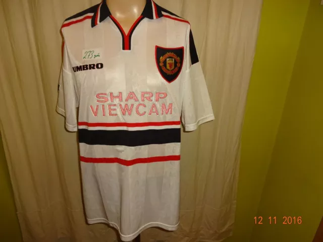 Manchester United umbro Auswärts Trikot 1997-1999 "SHARP VIEWCAM" Gr.XL TOP