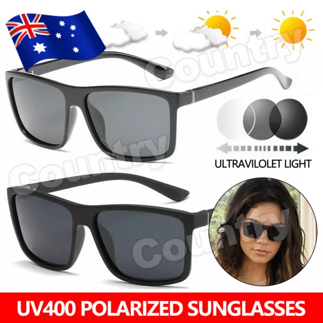 New Black Square Frame Polarized Sunglasses Driving Mens Designer Retro Eyewear