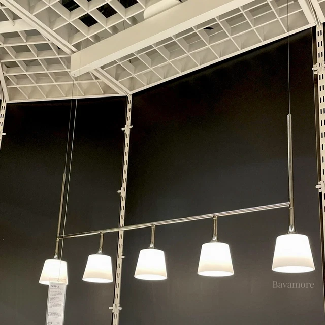 IKEA TYBBLE LED pendant lamp with 5 lamps, nickel plated/opal glass