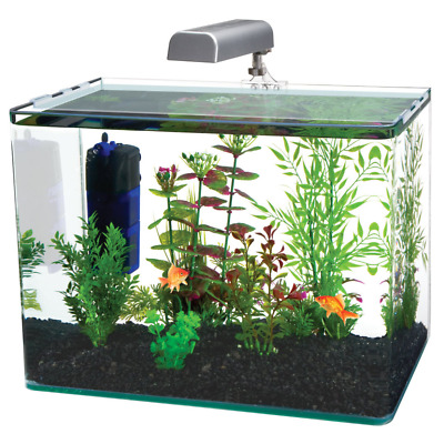 Fish Tank Aquarium Starter Kit Set 5 Gallon LED Lighting Filter Clear Glass