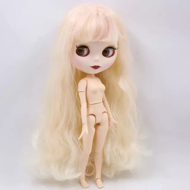 Neo 12" Blythe Puppe Akt BJD Fabrik weiße Haut mattes Gesicht gemischt blondes Haar zum Selbermachen