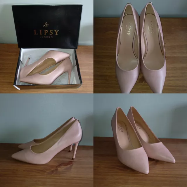 Lipsy Womens Nude Pale Pink Leather Sexy High Heels Slip On Court Shoes UK 6