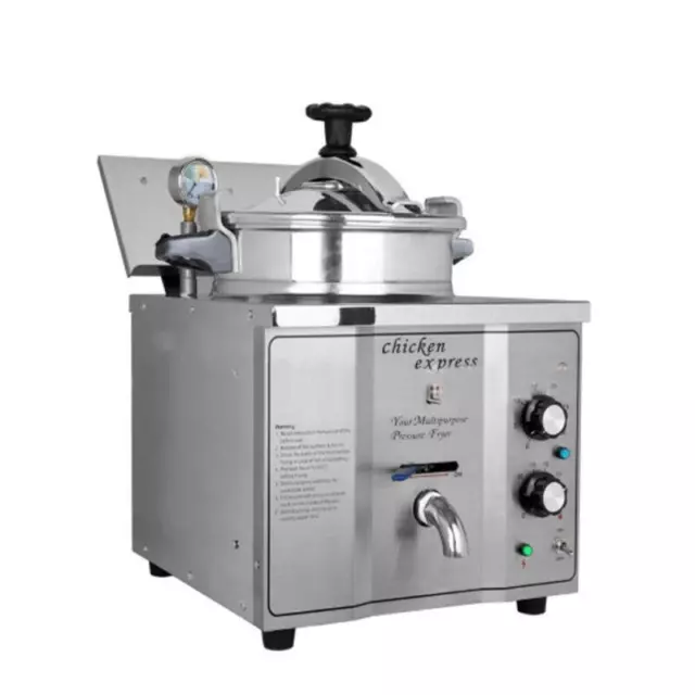 16L Stainless Steel Commercial Electric Pressure Fryer Cooker 0-200°C