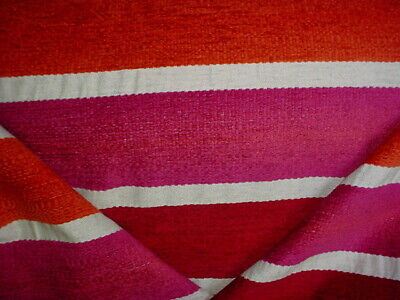13-3/8Y Kravet Lee Jofa Striped Chenille Fuchsia Mandarin Upholstery Fabric
