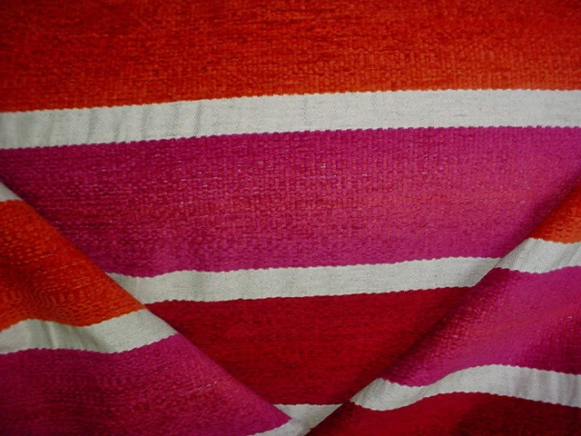 13-3/8Y Kravet Lee Jofa Striped Chenille Fuchsia Mandarin Upholstery Fabric