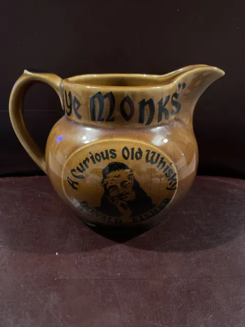 Ye Monks Curious SCOTCH WHISKY WATER ADVERTISING PUB JUG BAR Donald Fisher