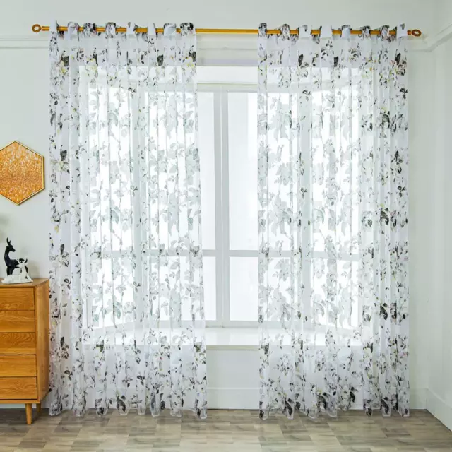 Modern Sheer Curtains for Living Room Floral Tulle Window Treatments the Bedroom