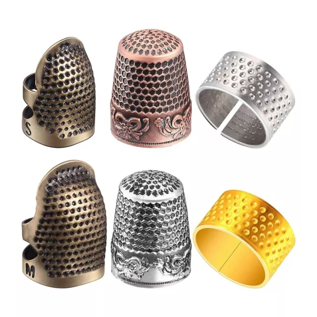 Silver Metal Thimble Leather Thimbles for Hand Sewing 6Pcs Sewing Thimble  Cap