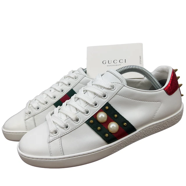 GUCCI ACE PEARL/SPIKE Womens trainers Size 36 better fit for Uk 4 £185.00 - PicClick UK Gucci Ace Pearl/Spike Womens Trainers Size 36 Better Fit For Uk 4 £185.00 - Picclick Uk