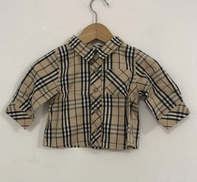 BURBERRY CAMICIA BAMBINA neonata beige fantasia classica Tg 3 mesi Cotone EUR 50 00 PicClick IT