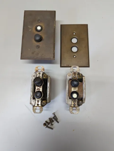 3 VINTAGE SINGLE POLE PUSH BUTTON LIGHT SWITCH Early General Electric GE On/Off