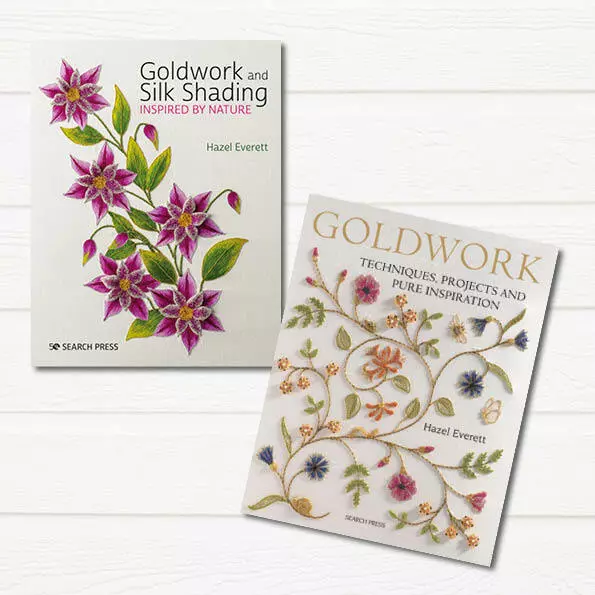 TWO Goldwork books - Goldwork & Goldwork and Silk Shading Inspired by Nature