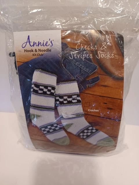 CALCETINES A RAYAS Y CHEQUES Annie's Hook & Needle Club ~ NUEVOS