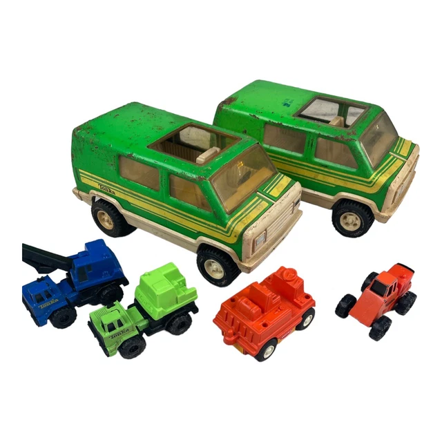 VINTAGE 1970S 80’S Tonka Truck Toy Lot Metal plastic Green Blue Orange