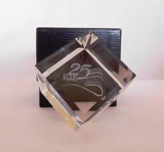 Enron 25th Anniversary Lead Crystal Cube Paperweight Limited Edition