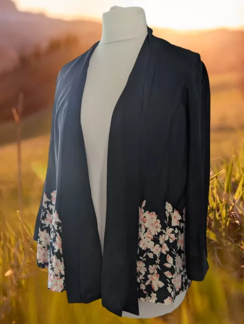Oasis Floral Kimono Jacket Size 12 Open Lined Wedding