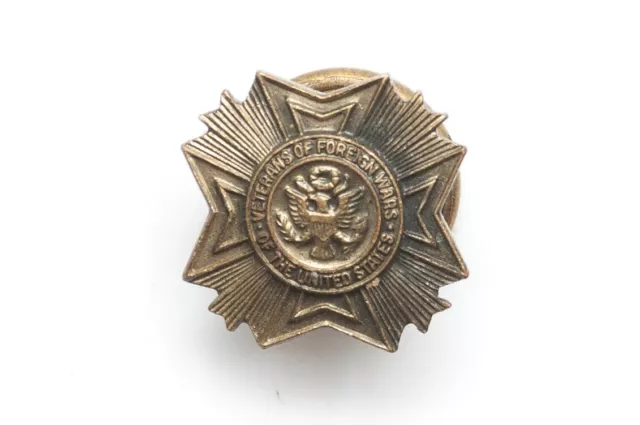 Vintage US Military Veterans Of Foreign Wars Screwback Design Genuine Bronze Pin