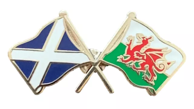 Scotland & Wales Flags Friendship Courtesy Enamel Lapel Pin Badge T1229