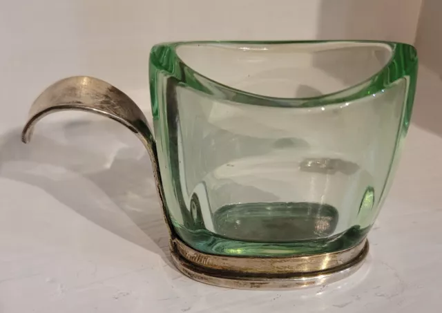 1900's English Sterling Silver Green Glass Eye Wash Bath Hallmarked Antique